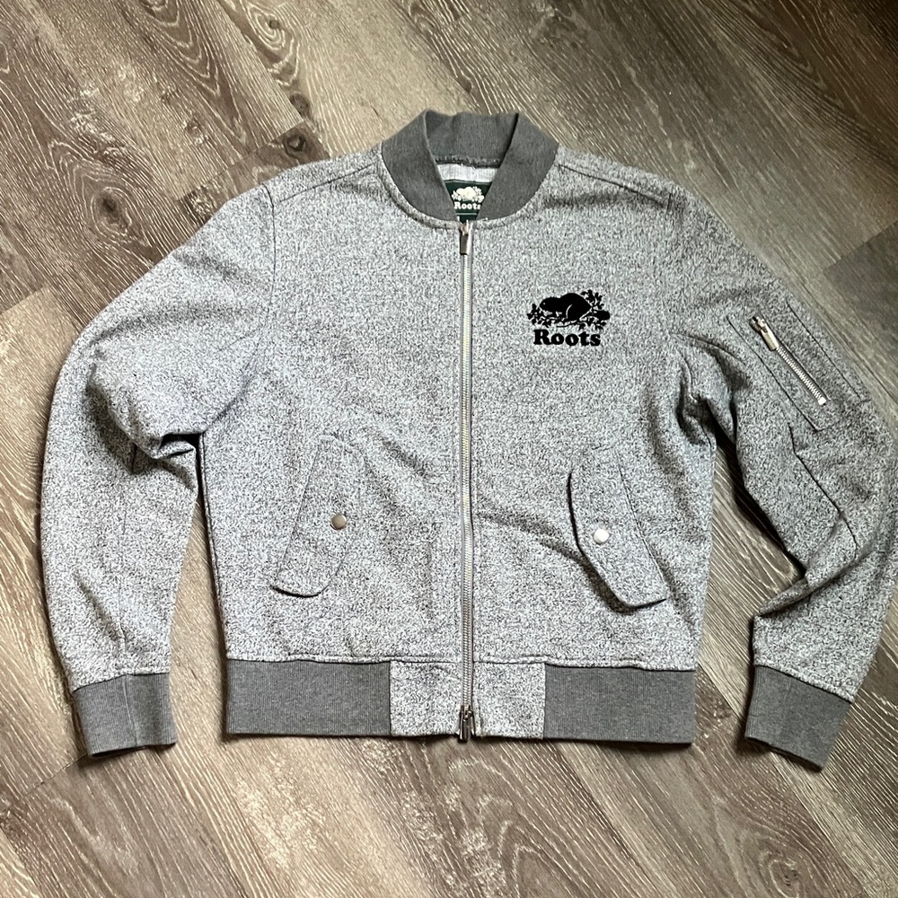 Roots Canada varsity-style zip-up jacket